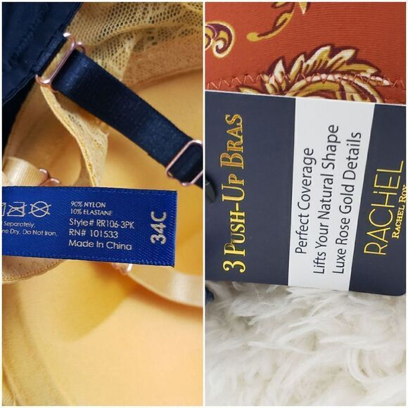 RACHEL ROY 34C Multicolor 3 Pack Perfect Coverage Pushup Sexy Bra - Picture 6 of 6